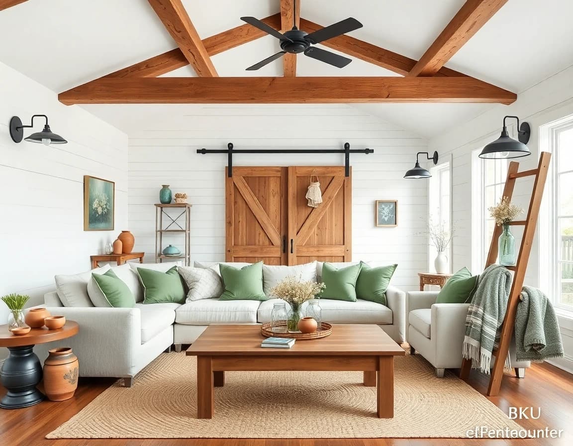 Modern Farmhouse AI interior design style - AI room decorator example