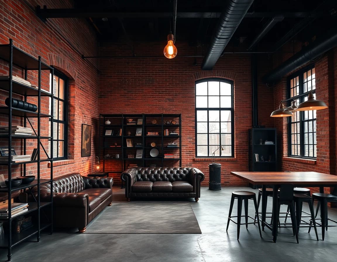 Industrial AI interior design style - AI room decorator example