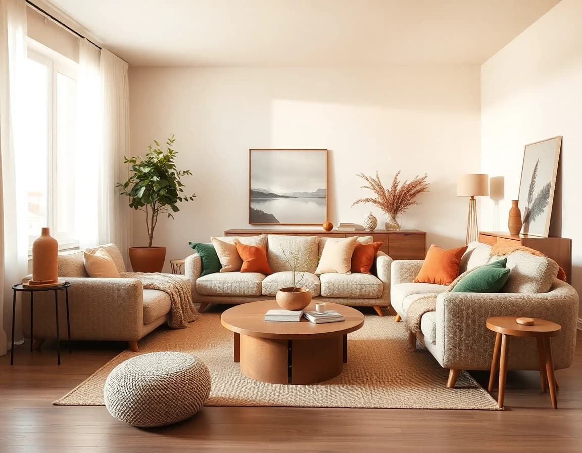 Warm minimalism interior design with cozy neutral tones